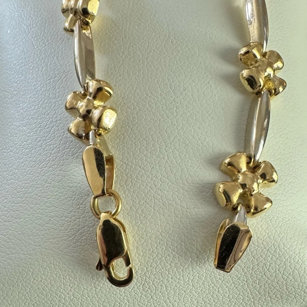 14K Yellow Gold Flower Bracelet Italy